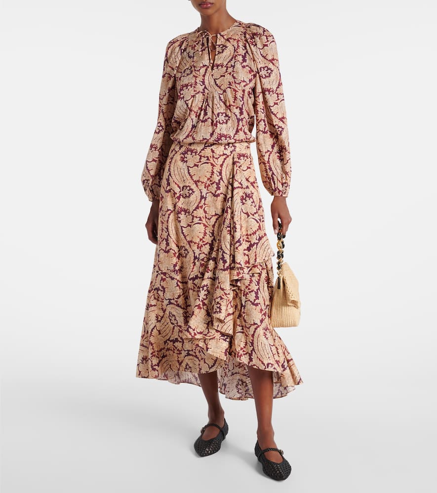 Sabina printed cotton-blend maxi skirt