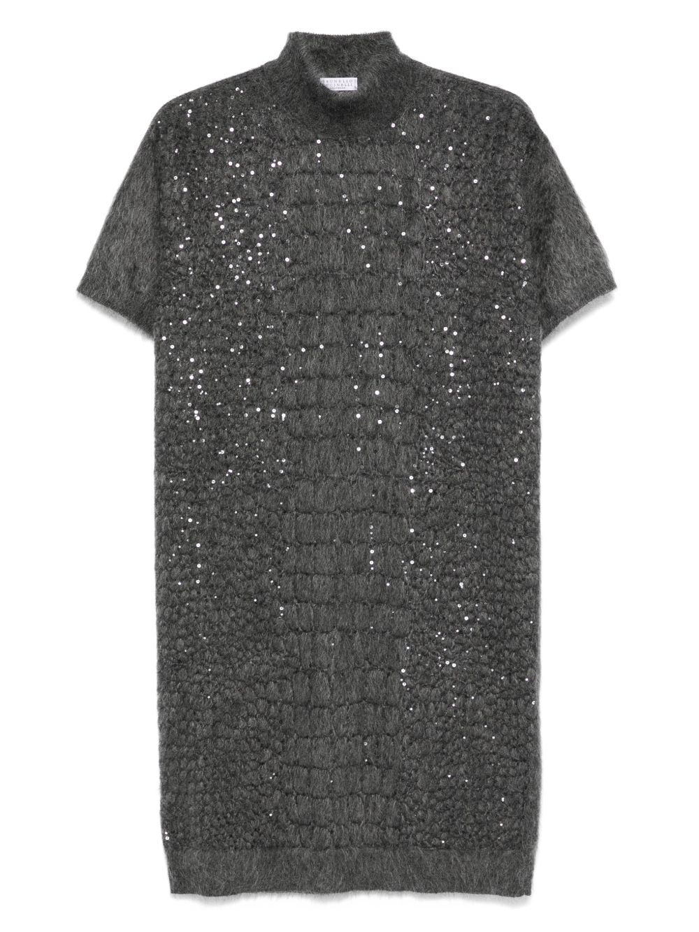Sequin-embellished high-neck dress - Grey