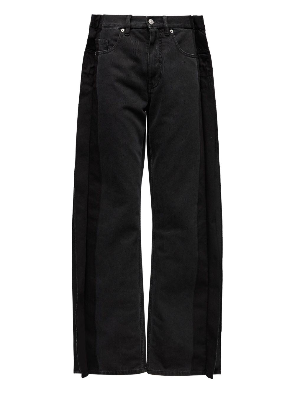 Split-Leg Straight Jeans — Black