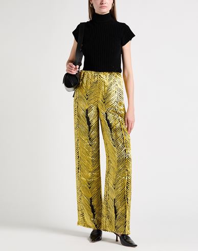 Woman Pants Yellow Size 4 Viscose, Silk