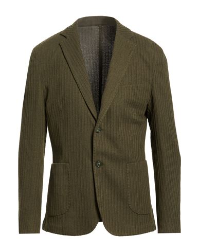 Man Blazer Military green Size 36 Polyester, Cotton, Elastane