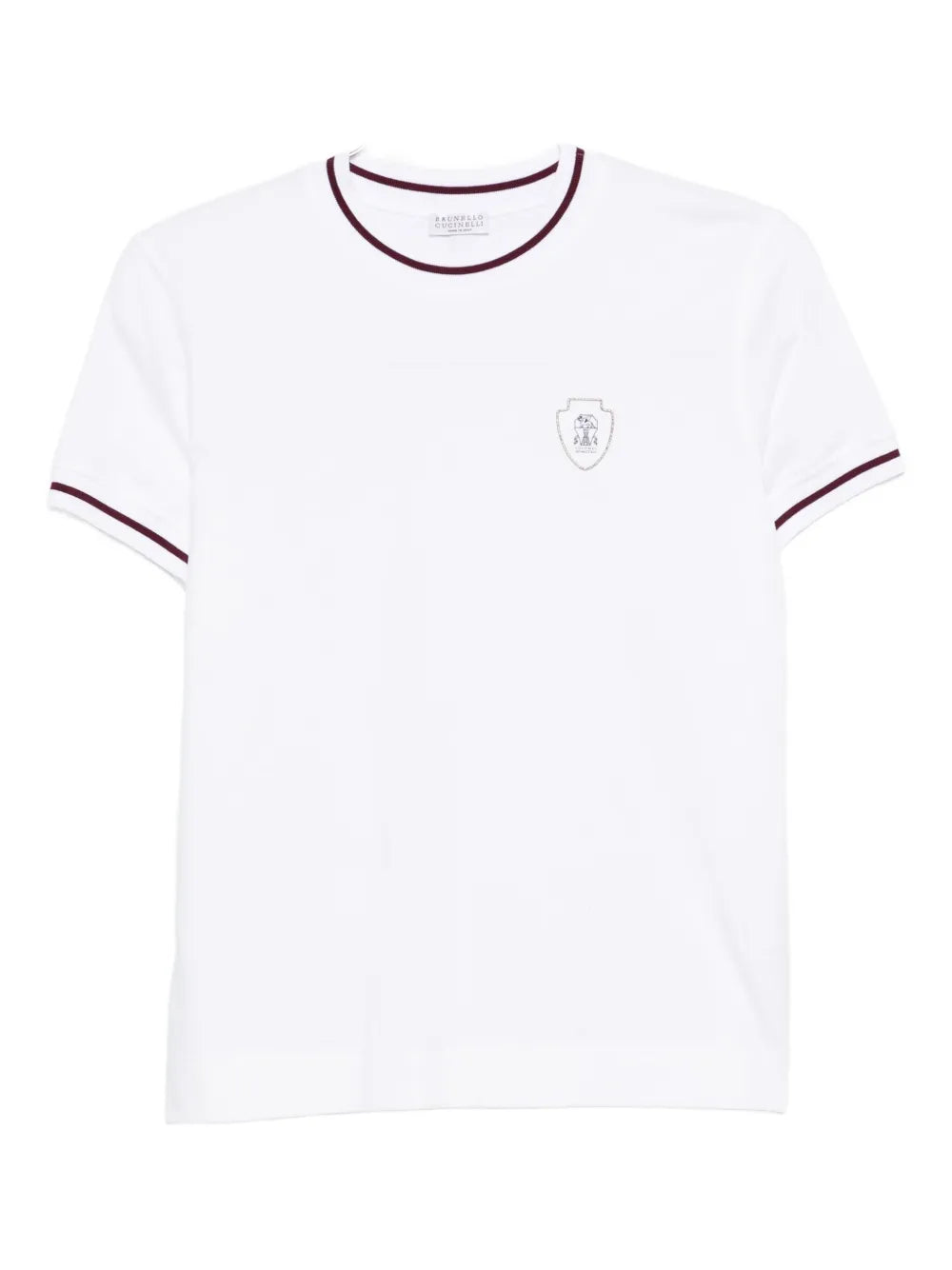 Embroidered-Detail Cotton T-Shirt — white