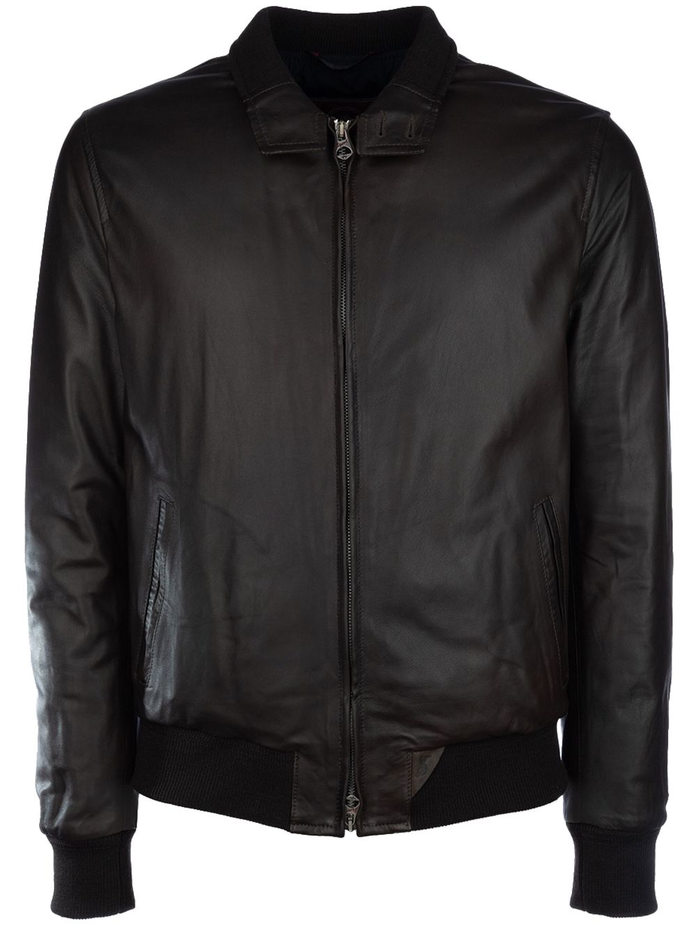 Leather bomber jacket - Black