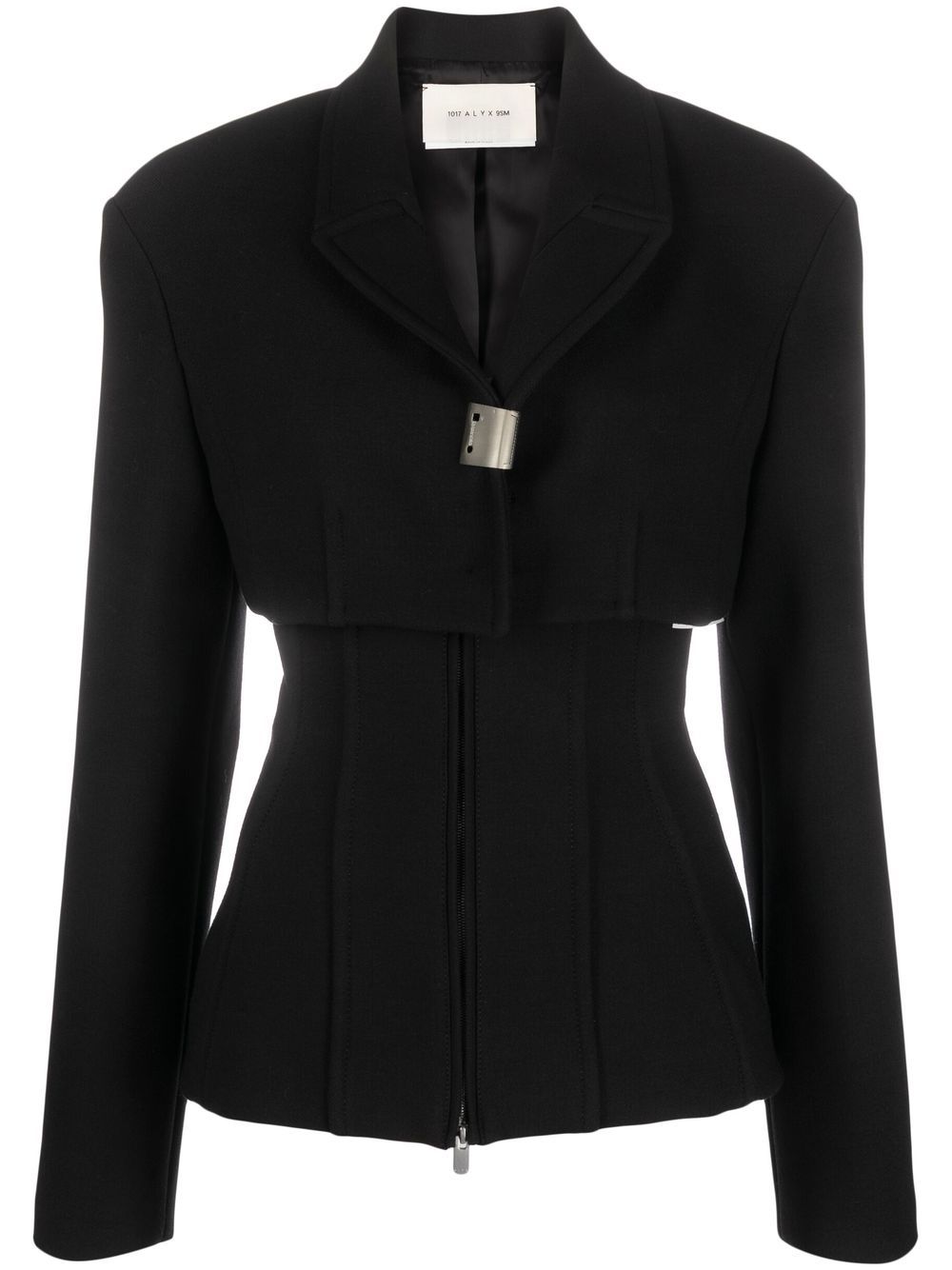 Layered-design zipped jacket - Black