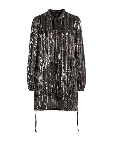 Woman Mini dress Black Size 4 Polyester, Glass