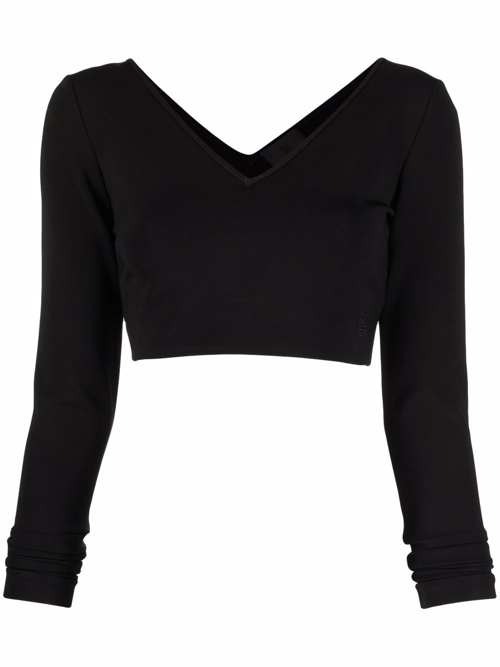 V-neck long-sleeve top - Black