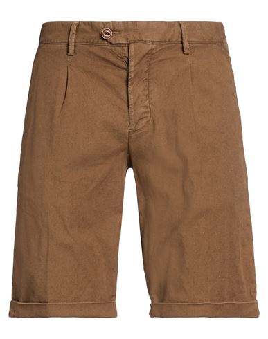 Man Shorts & Bermuda Shorts Brown Size 31 Cotton, Linen, Elastane