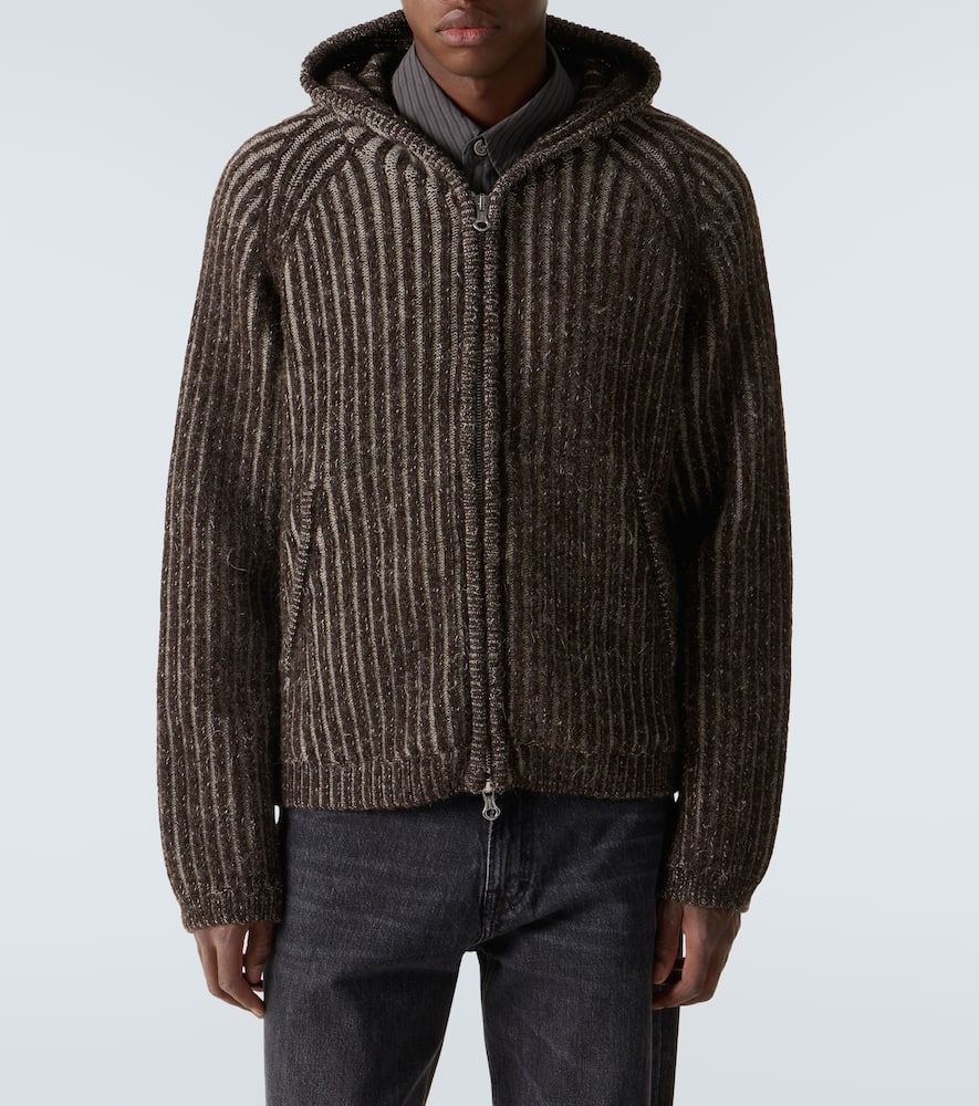 Level ribbed-knit wool zip-up hoodie