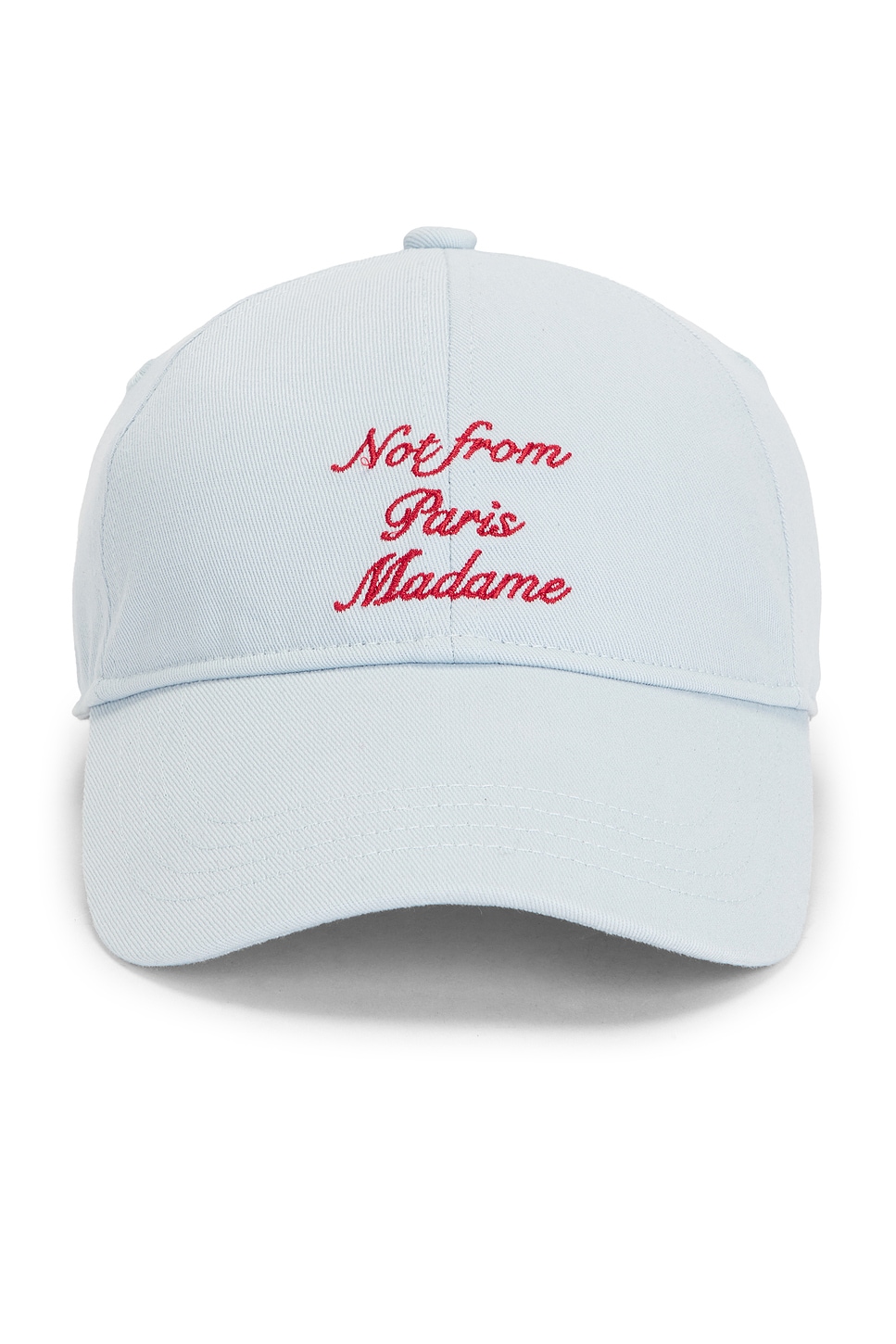 Drôle De Monsieur Casquette Slogan Calligraphy in Light Blue - Baby Blue. a