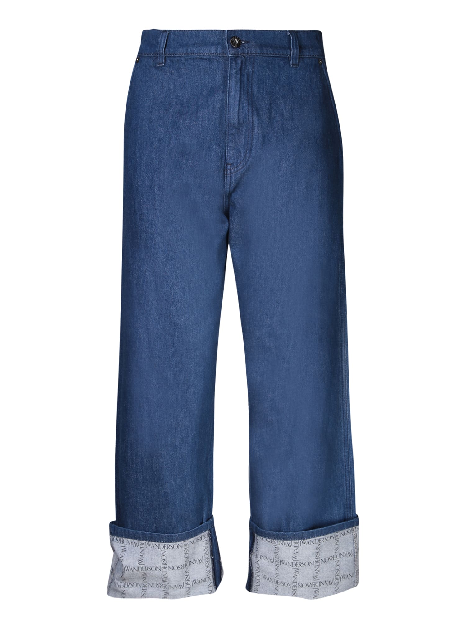 Grid-print wide-leg jeans - Blue