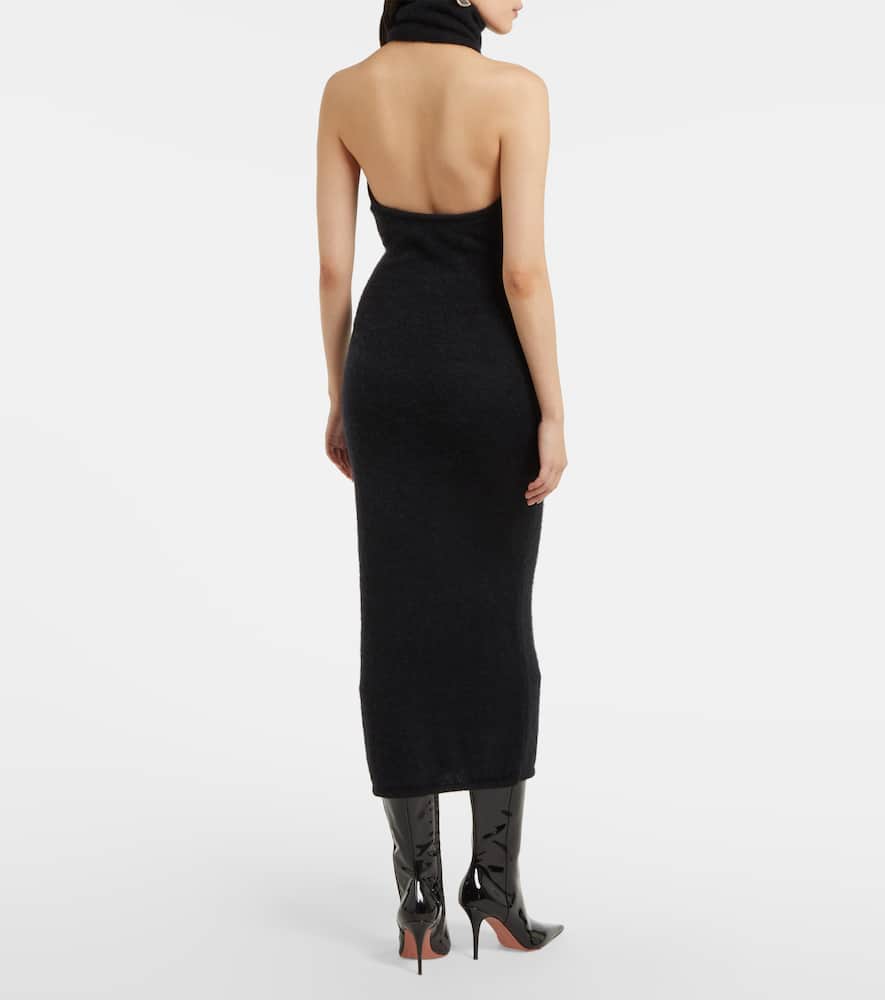 Halterneck mohair-blend maxi dress