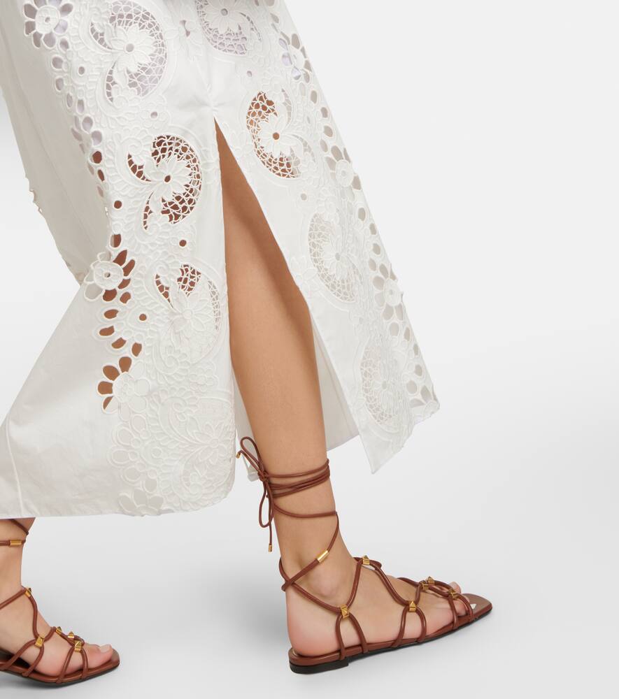 Valentino Embroidered cotton midi dress