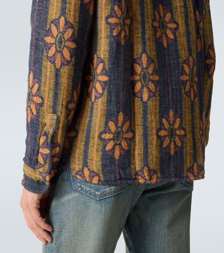 Floral striped cotton jacquard shirt
