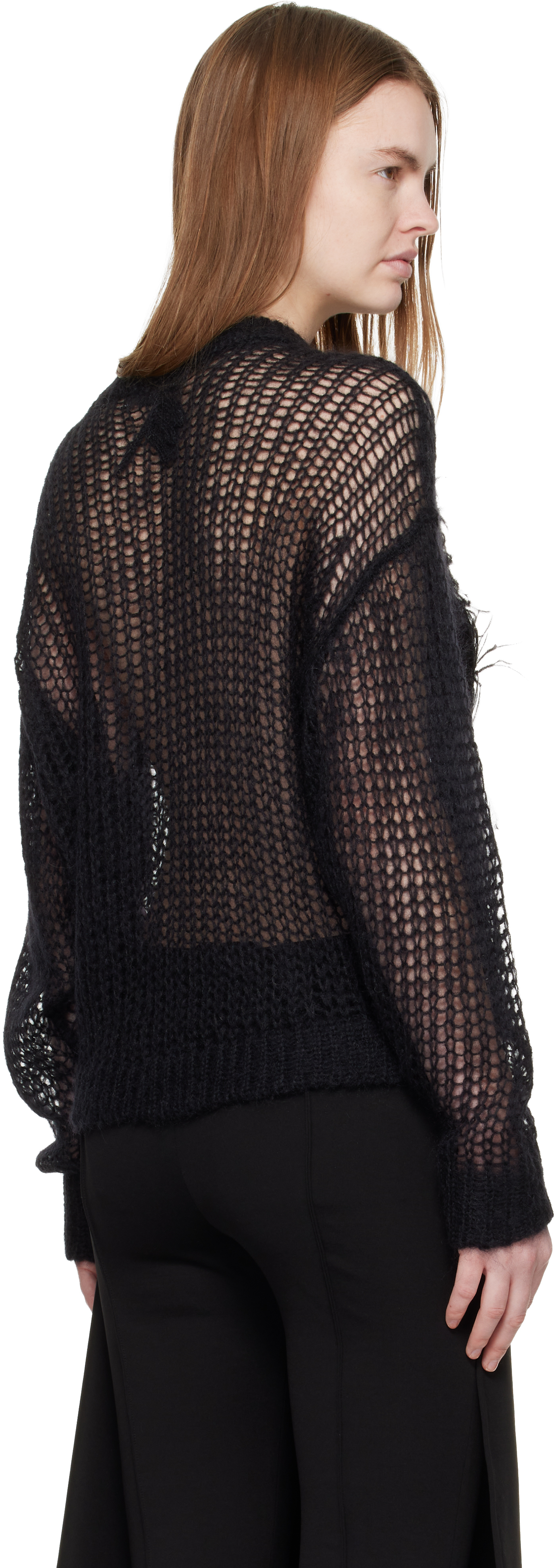 Black Light Mohair Feather Sweater