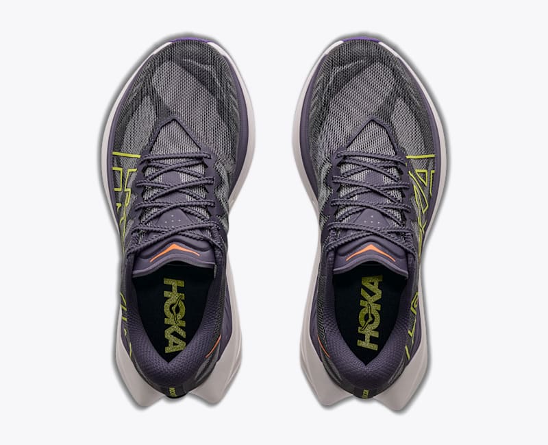 HOKA Men's Rocket X Trail Shoes in Squid Ink/Neon Nebula