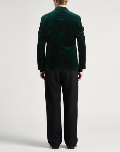 Man Blazer Green Size 44 Cotton, Elastane