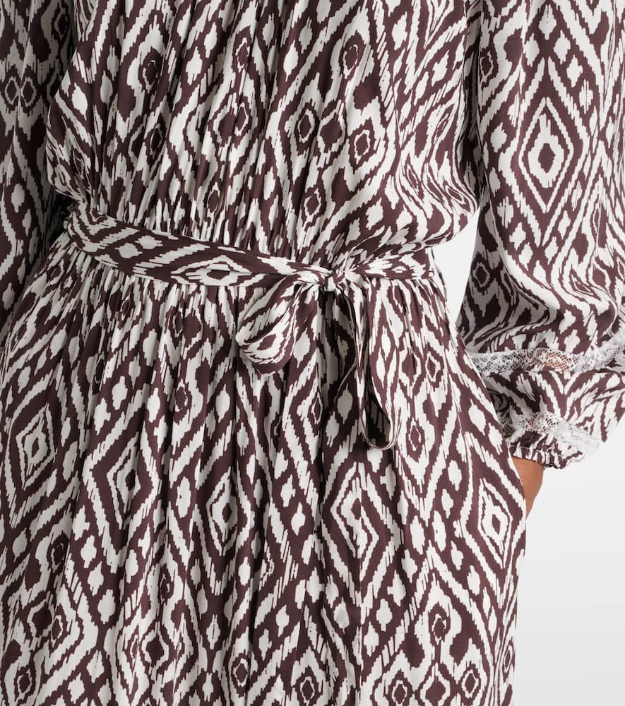 Eclipse gathered printed midi dress