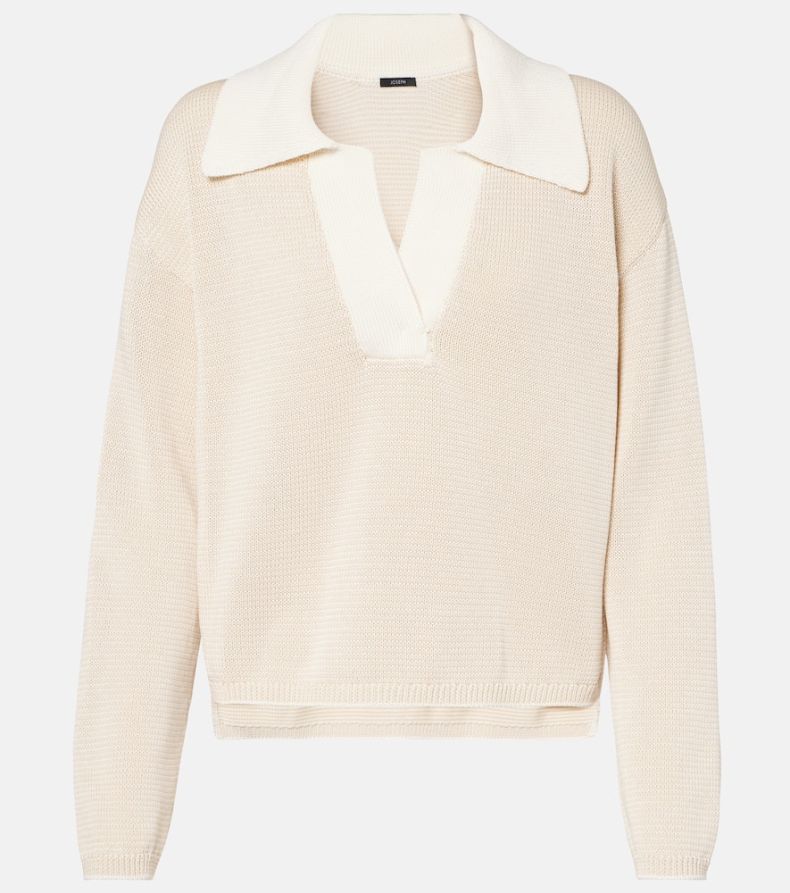 Striped cotton polo sweater