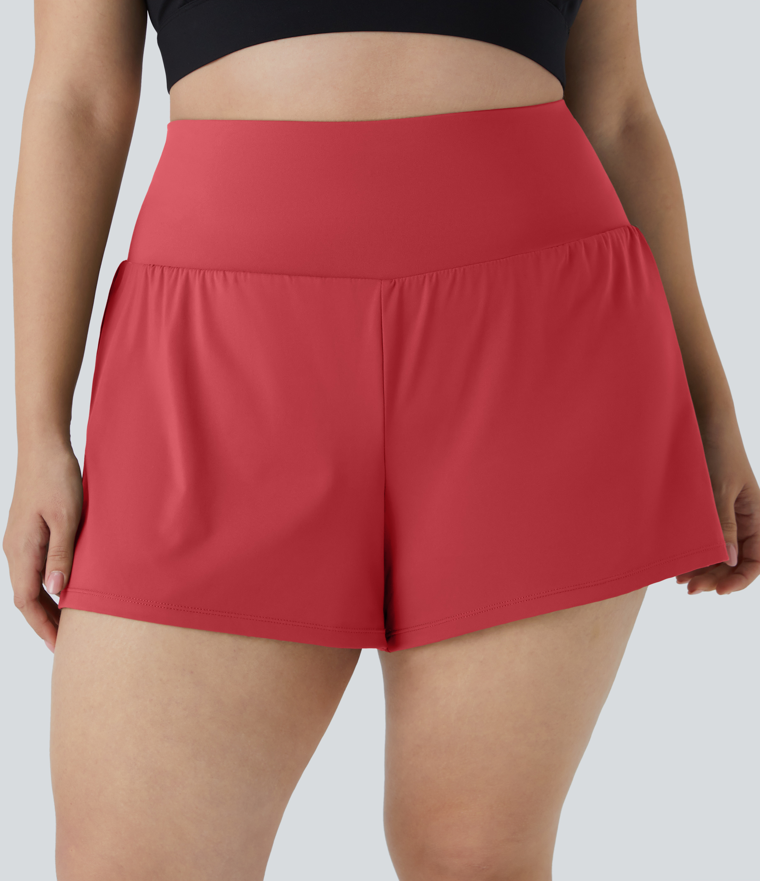 Pocket Plus Pocket 2-in-1 Gym Plus Size Shorts 2.5'' Gym Short - Salsa