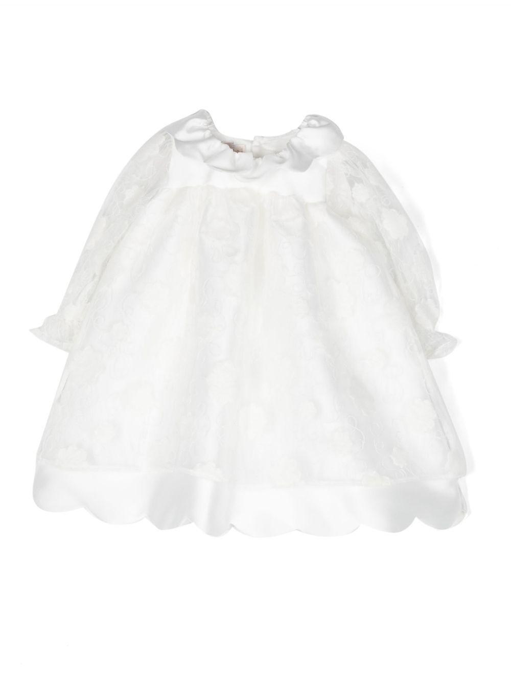 Scallop-collar jacquard dress - White
