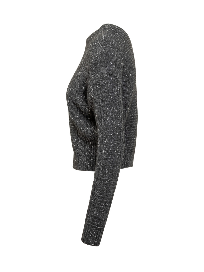 Grey Knitted Crew Neck Sweater