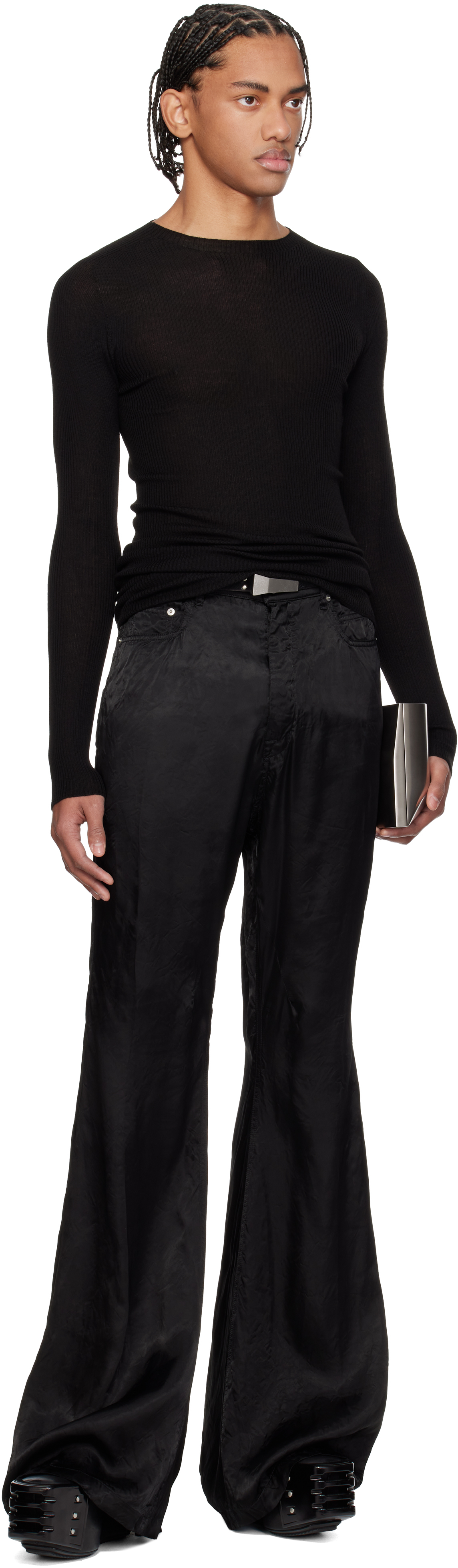 Black Temple Bolan Bootcut Trousers