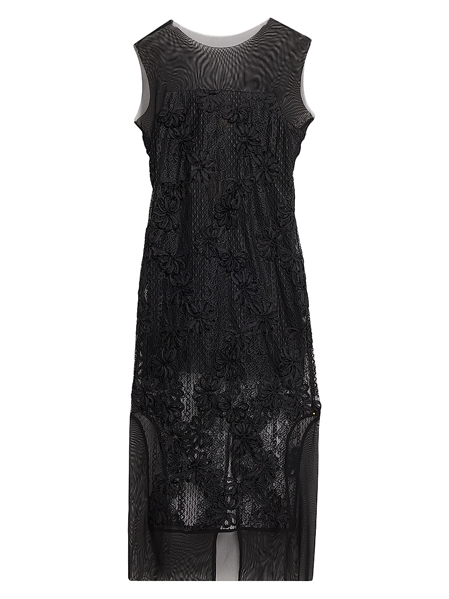 Women's Cove Floral-Lace Sheer-Overlay Midi-Dress - Black