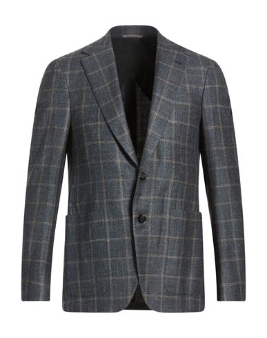 Man Blazer Slate blue Size 40 Wool, Silk, Linen