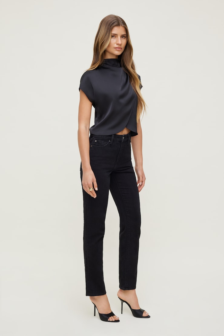 Frenchie High Rise Slim Leg Jeans - Black - Women Clothing