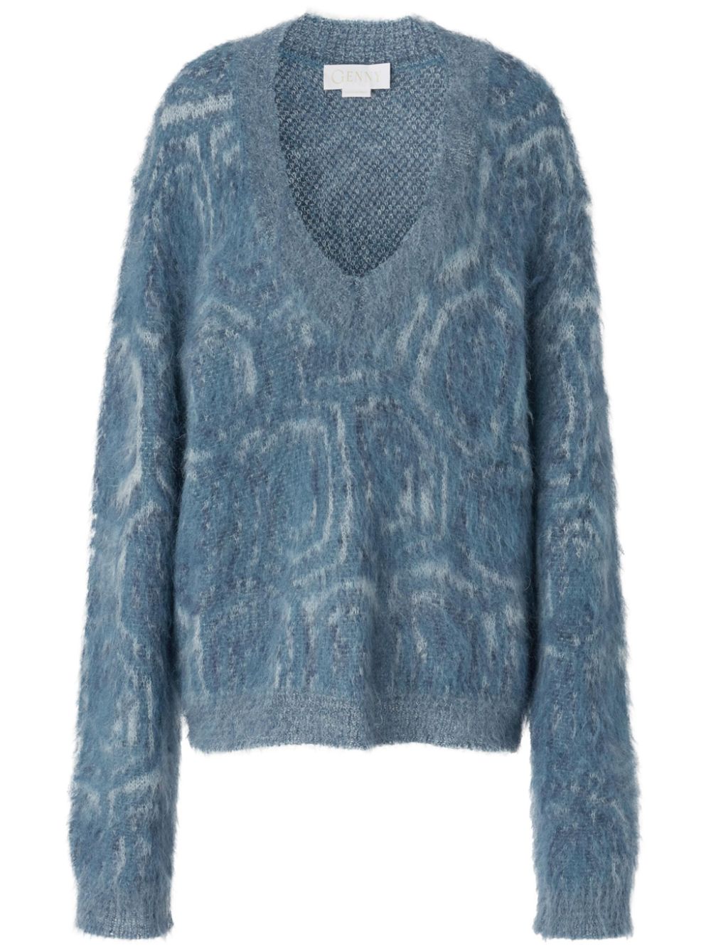 Animal-pattern pullover - Blue