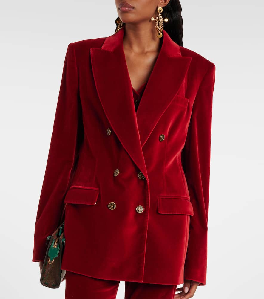 Double-breasted cotton velvet blazer