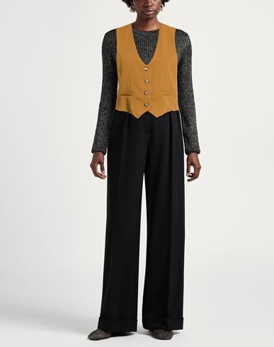 Woman Tailored Vest Mustard Size M Polyester, Viscose, Elastane
