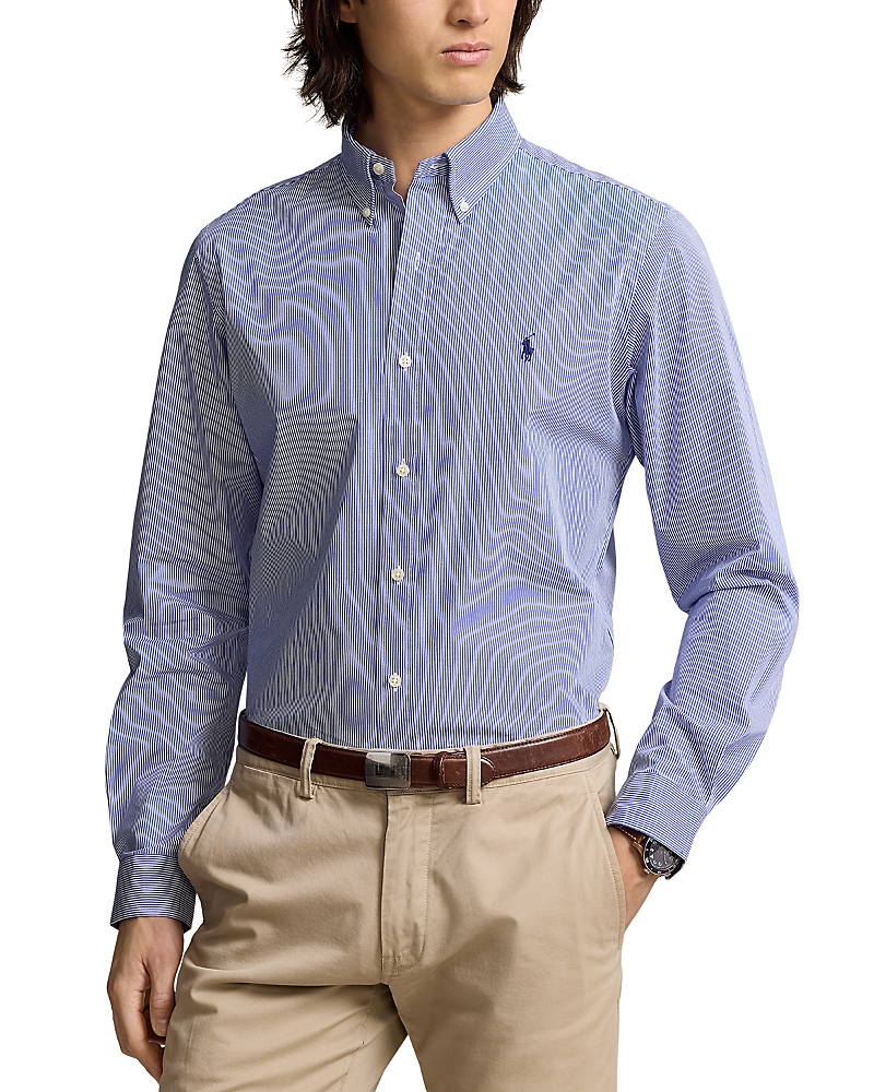 -Camicia In Popeline Stretch A Righe-Uomo