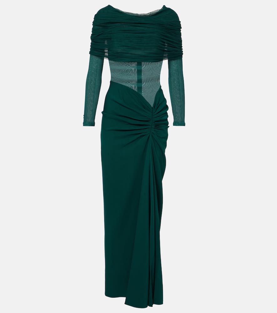Sonora ruched silk tulle-trimmed maxi dress