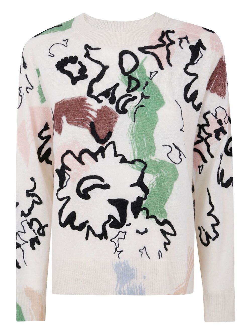Abstract-print crew-neck jumper - White