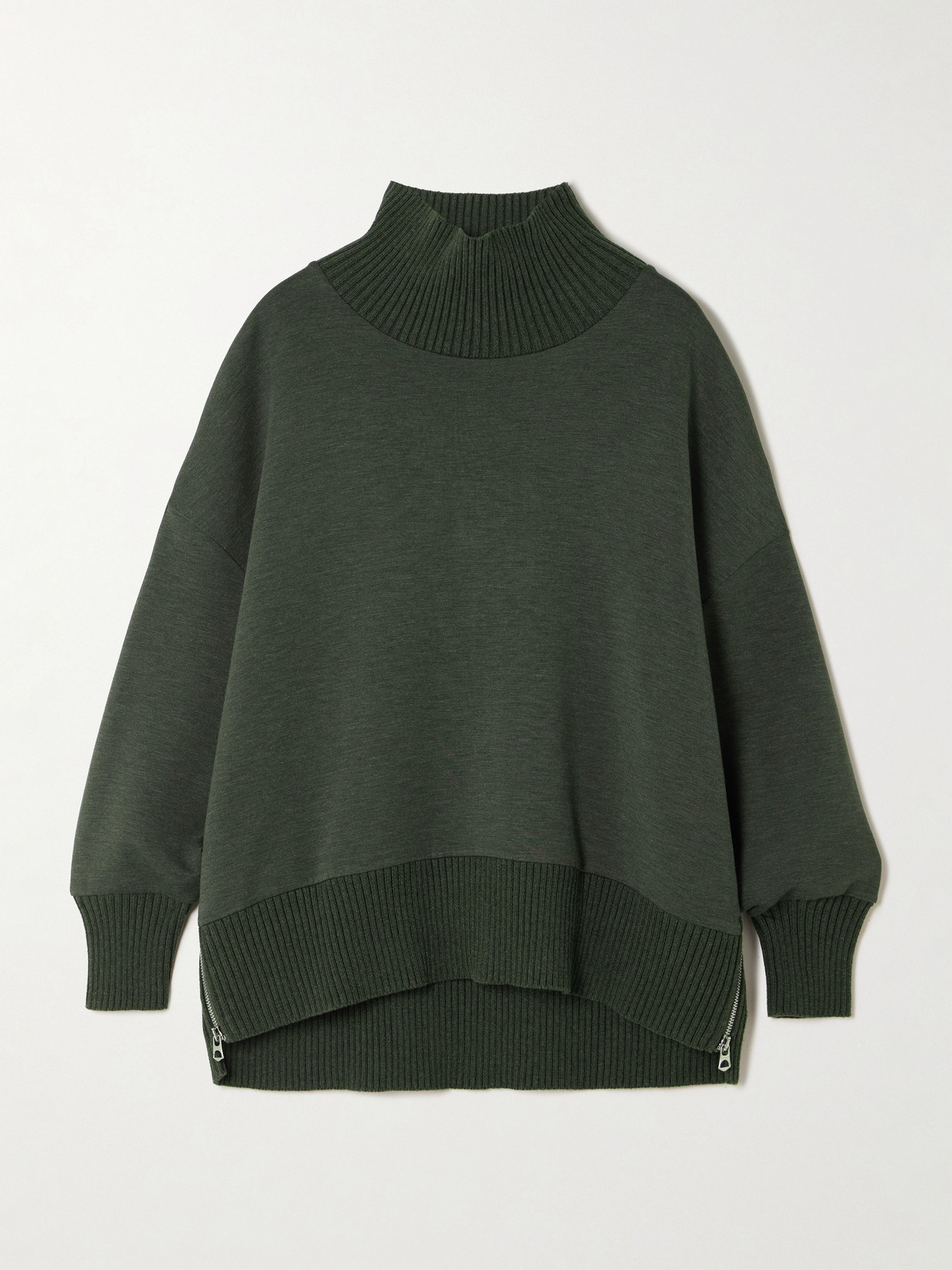 Barker Oversized Zip-detailed Stretch-jersey Turtleneck Sweatshirt - Green