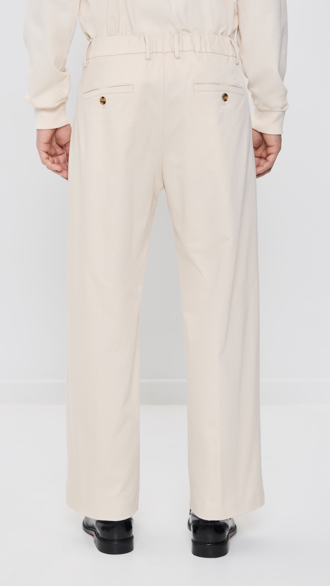 Kaye Cotton Relaxed Pleated Trousers Ivory