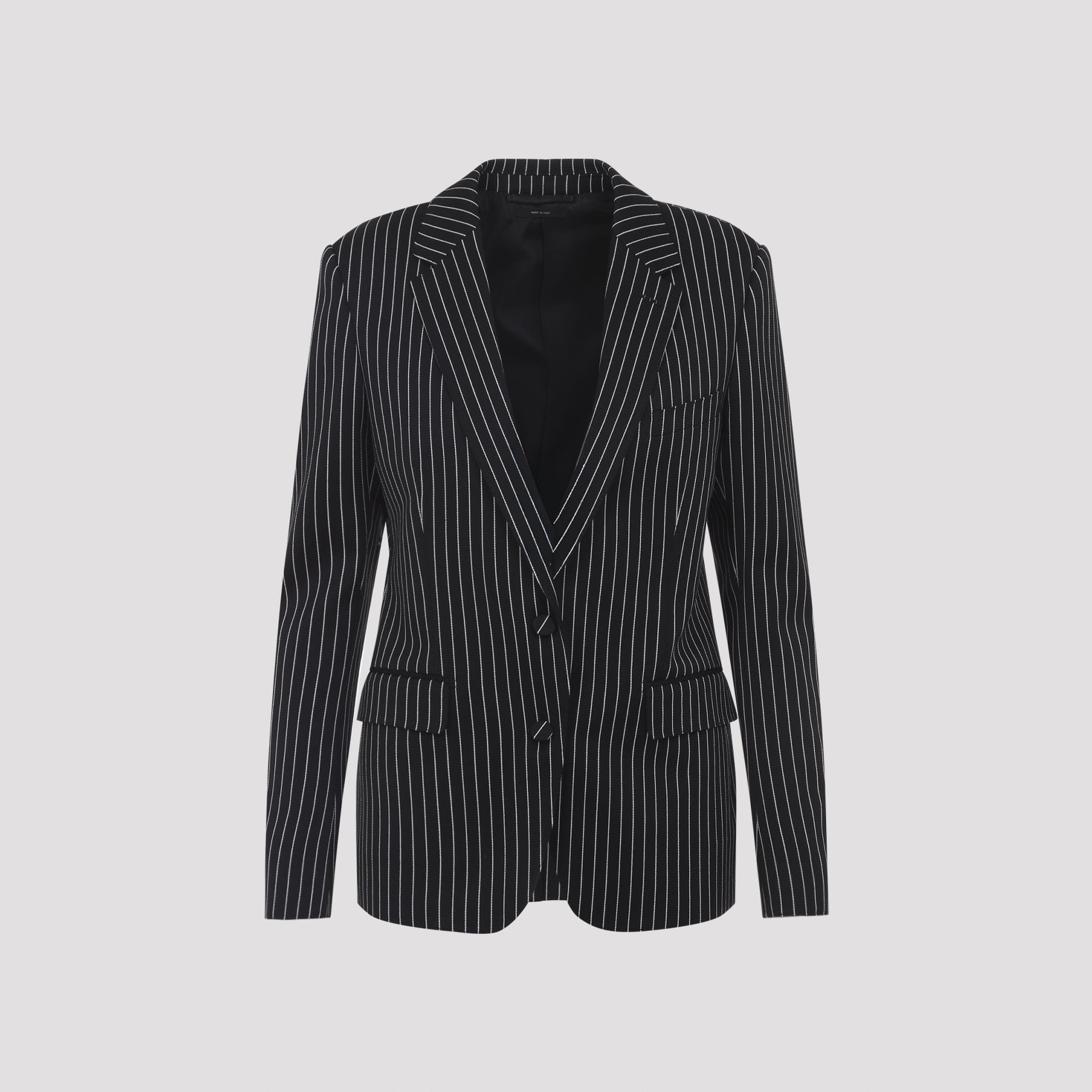 Striped Wool Cotton Barathea Single Breasted Jacket