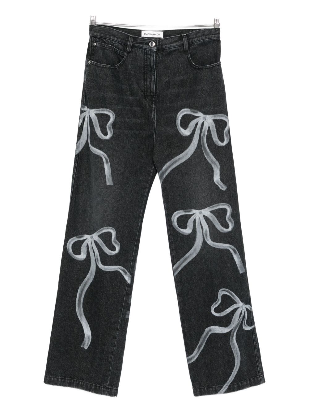 Bow-print jeans - Black