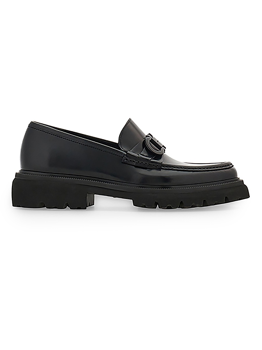 Men's Patent Leather Lug-Sole Loafers - Nero