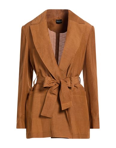 Woman Blazer Brown Size 8 Viscose, Linen