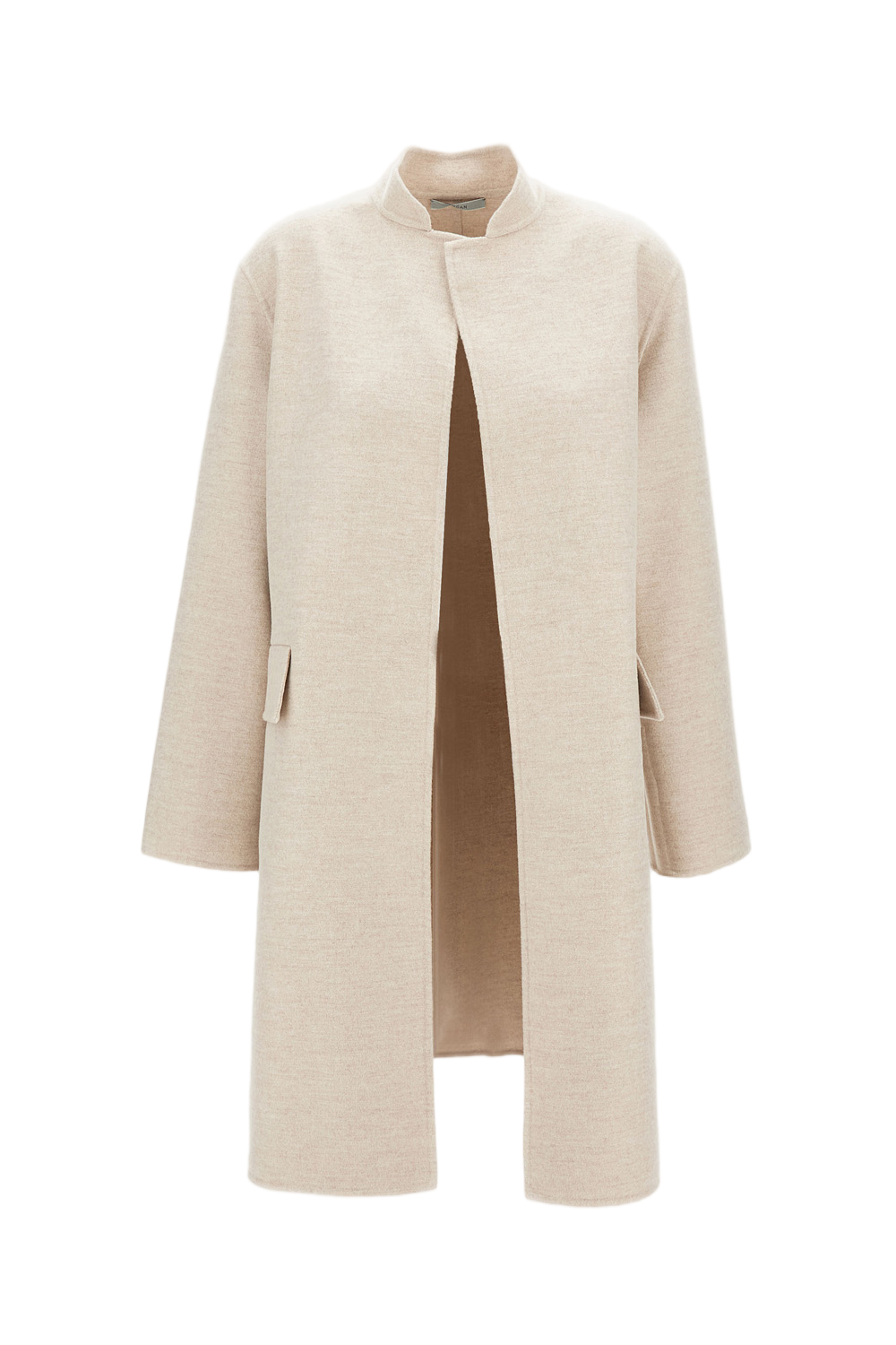 Unlined Cashmere Coat With Minimalist Open Front And Flap Pockets