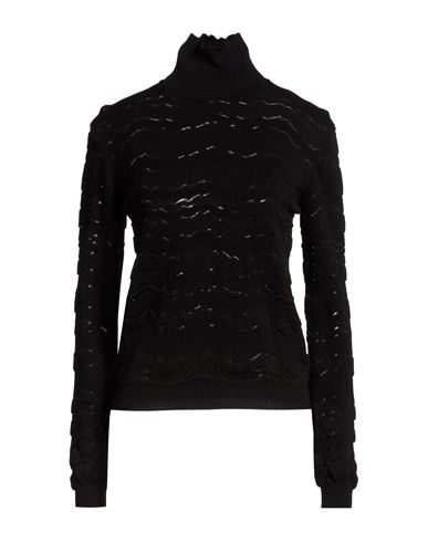 Woman Turtleneck Black Size M Viscose, Wool, Polyester