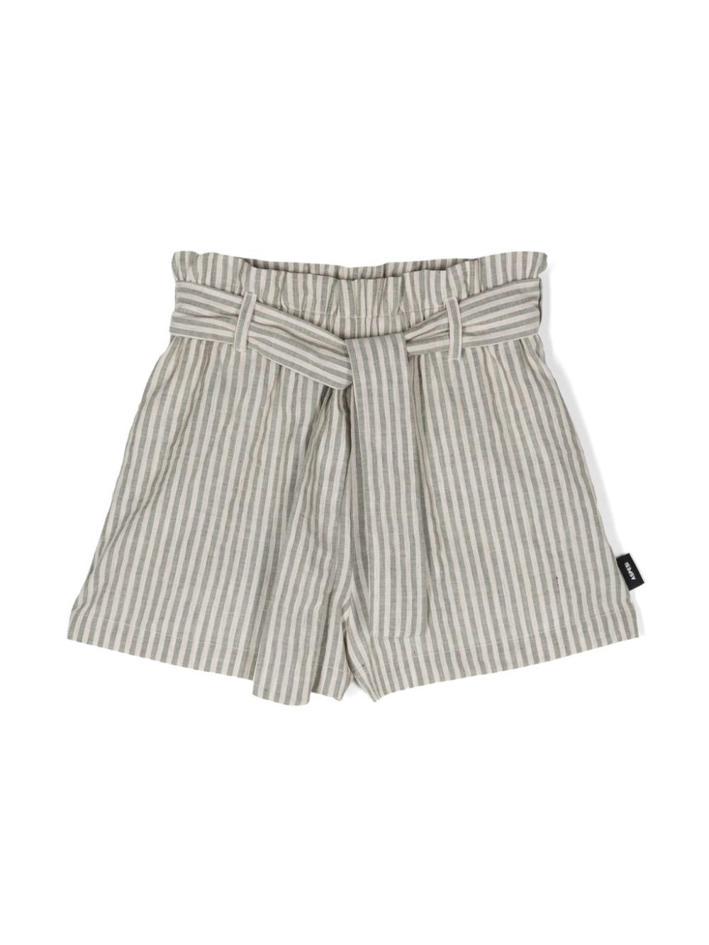 Striped high-waist shorts - Green