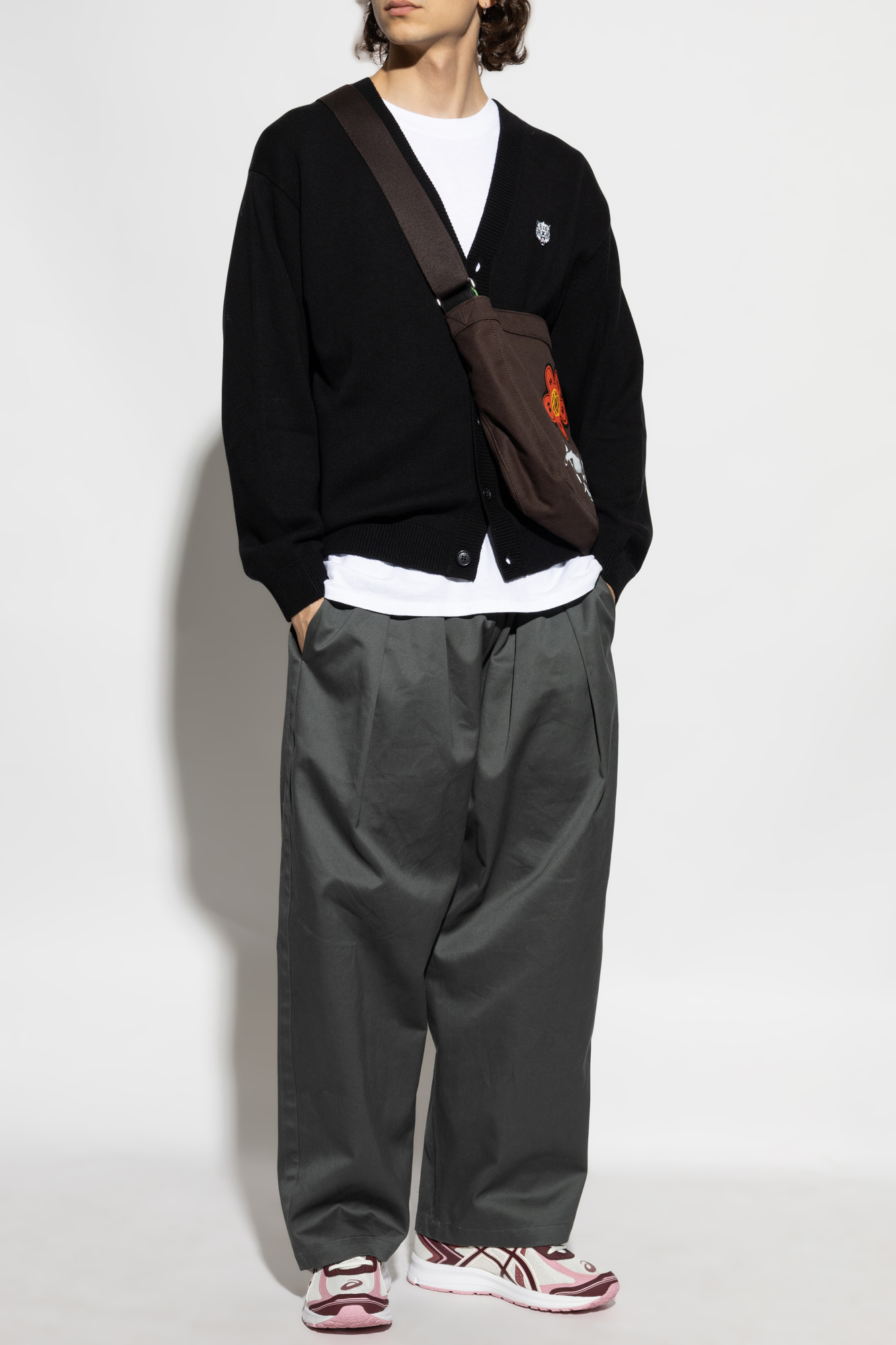 Cardigan With Logo Patch, Men's, Black