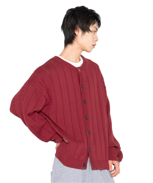 XTK178 Metal Button Round Knit Cardigan