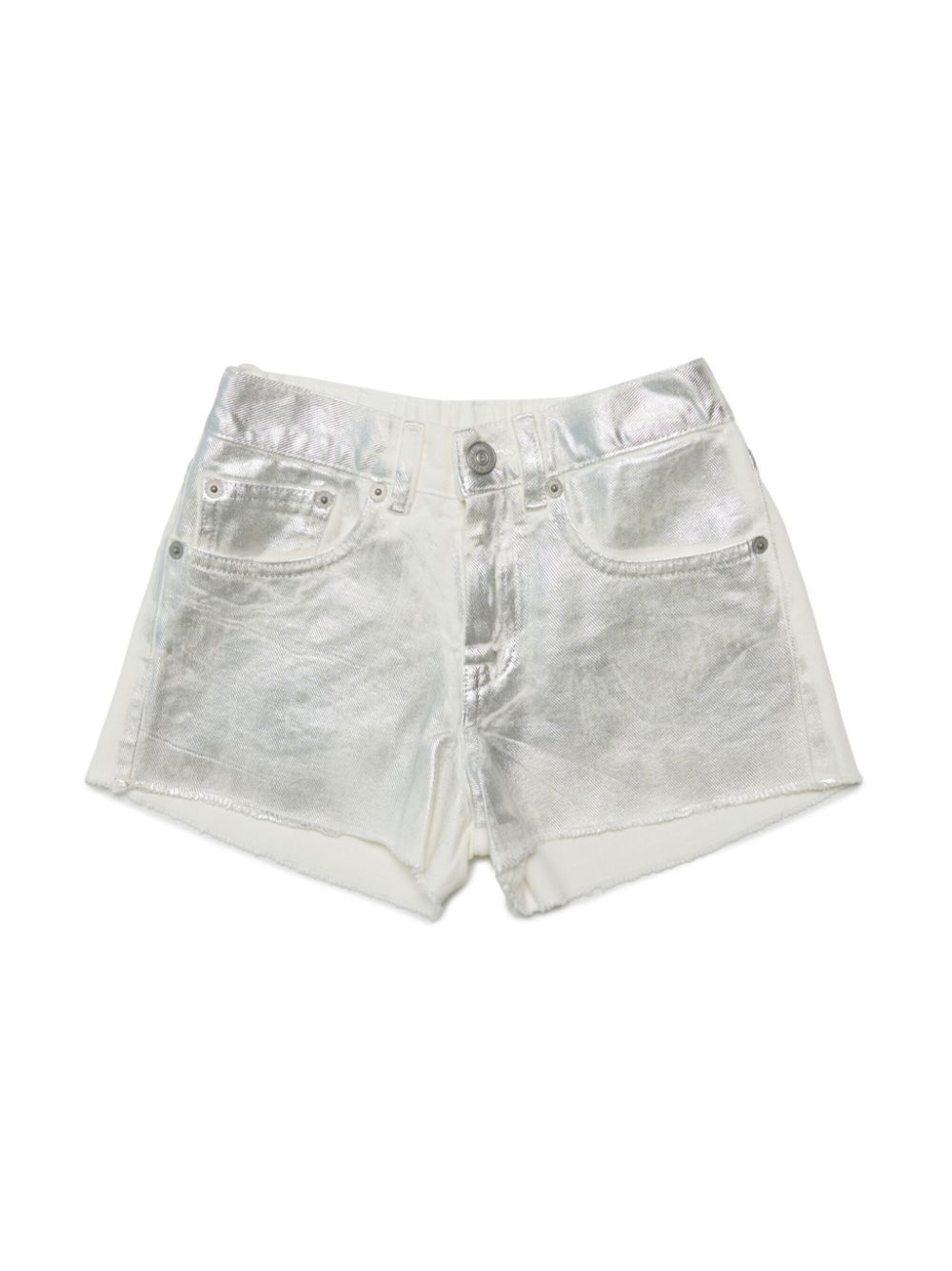 Coated-finish cotton shorts - White