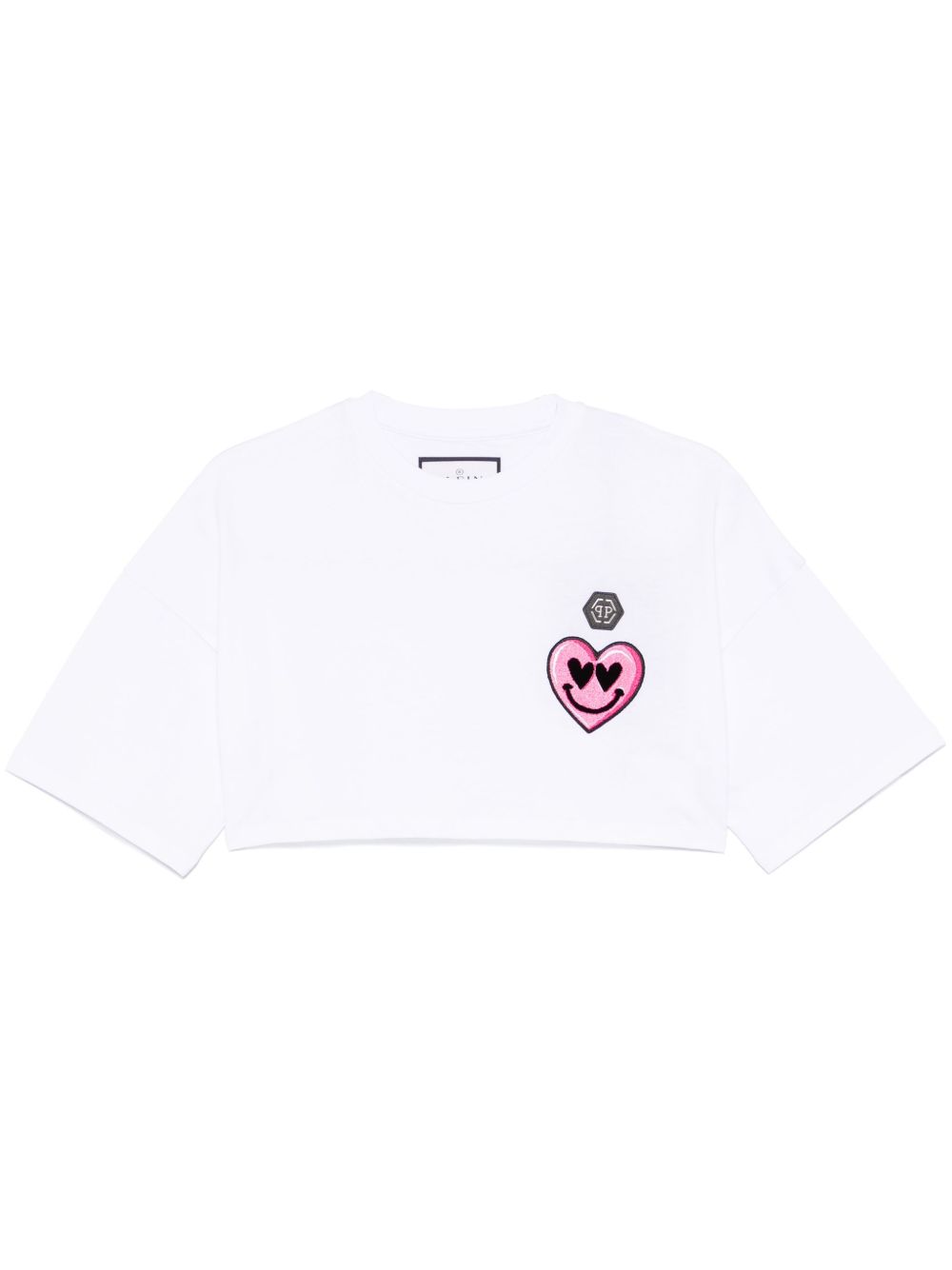 Patch-detail cropped T-shirt - White