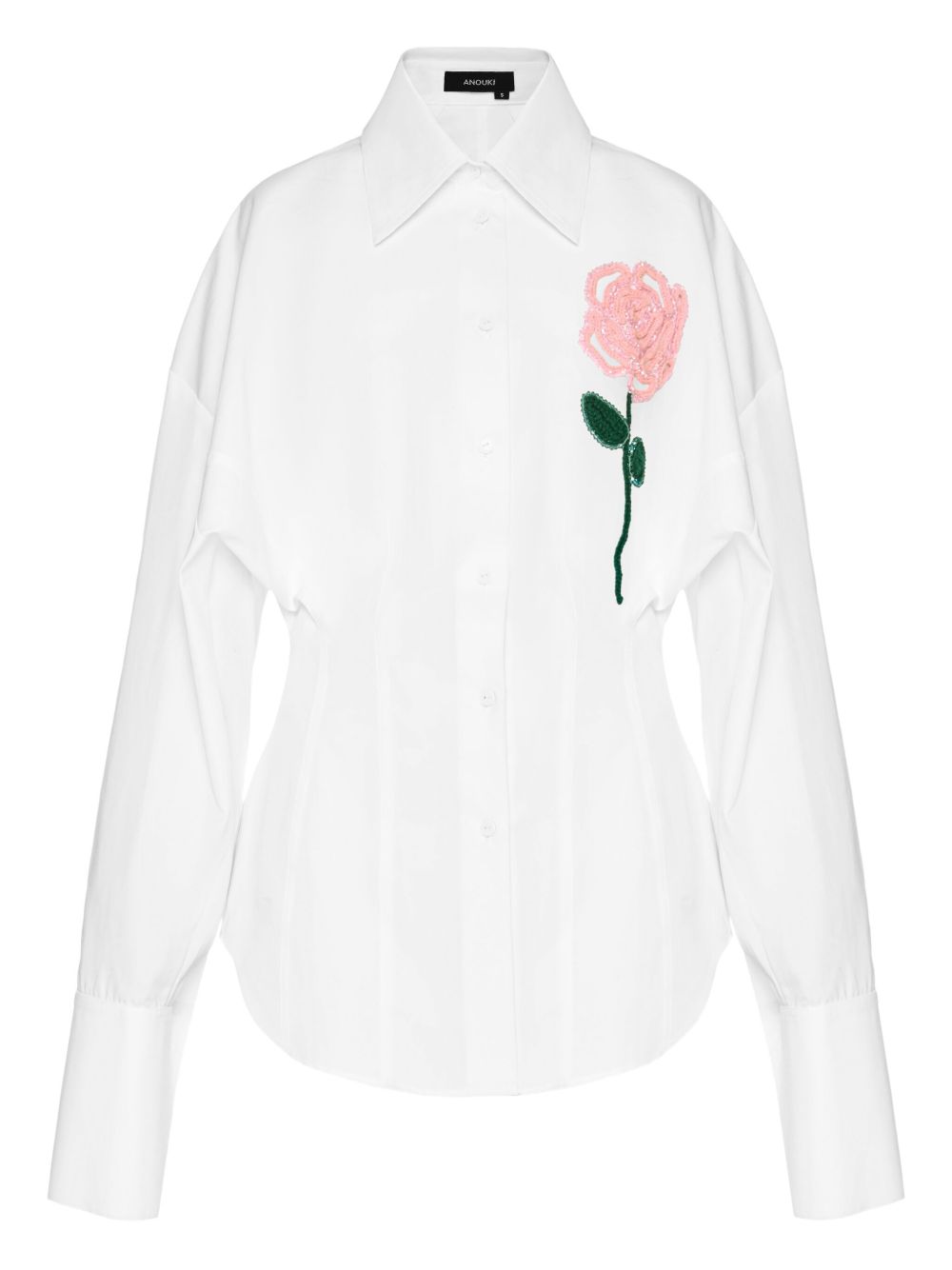 Rose-appliqué shirt - White