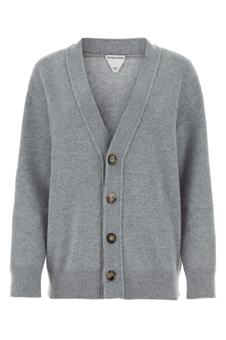 Grey Stretch Cashmere Blend Cardigan